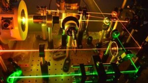 Experimental laser setup for the characterization of 2D heterostructures.